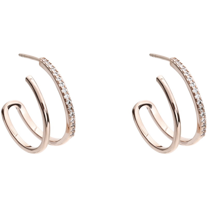 AJIDOU Minimalist Geometric Double Hollow Circle Delicate Stud Earrings for Women New Year Gift