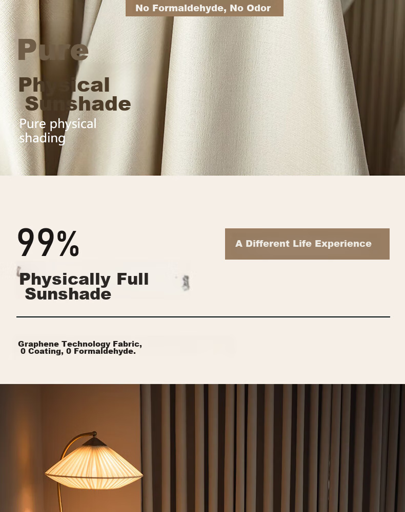 Mihua Curtains, Blackout Sun Protection Finished Fabric Curtains, Twilight Milk Tea Color, 3.0 Meters Wide * 2.7 Meters High, Single Panel 4