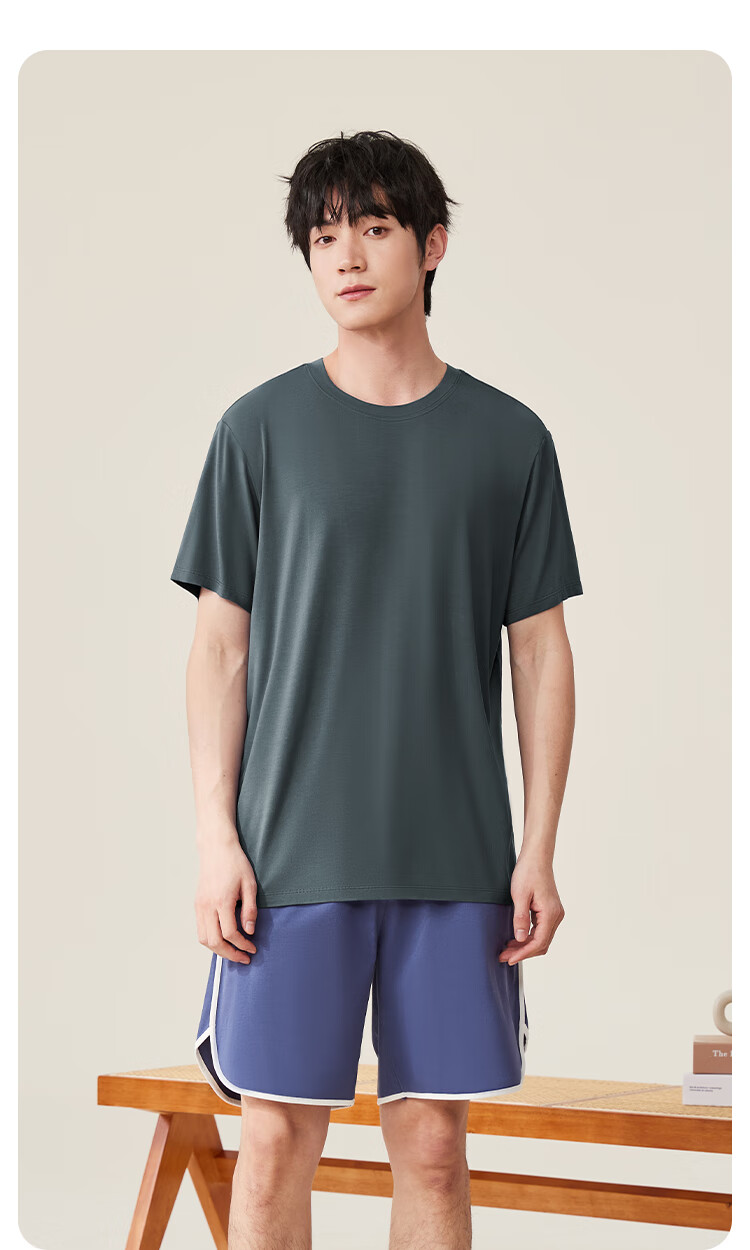 MiiOW Men's T-Shirt, Modal Ice Silk Cool-Feeling Short Sleeve Round Neck, Summer Thin Sweat-Absorbing Breathable Casual Undershirt 6