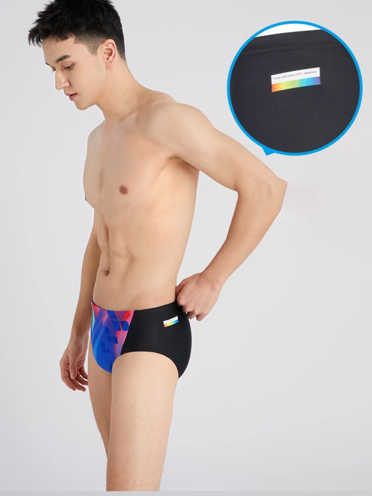Arena Men's Swim Trunks with Triangle Print, Fashionable Anti-Embarrassment Chlorine-Resistant Quick-Dry Professional Training Fitness Sports Swimming Shorts 4