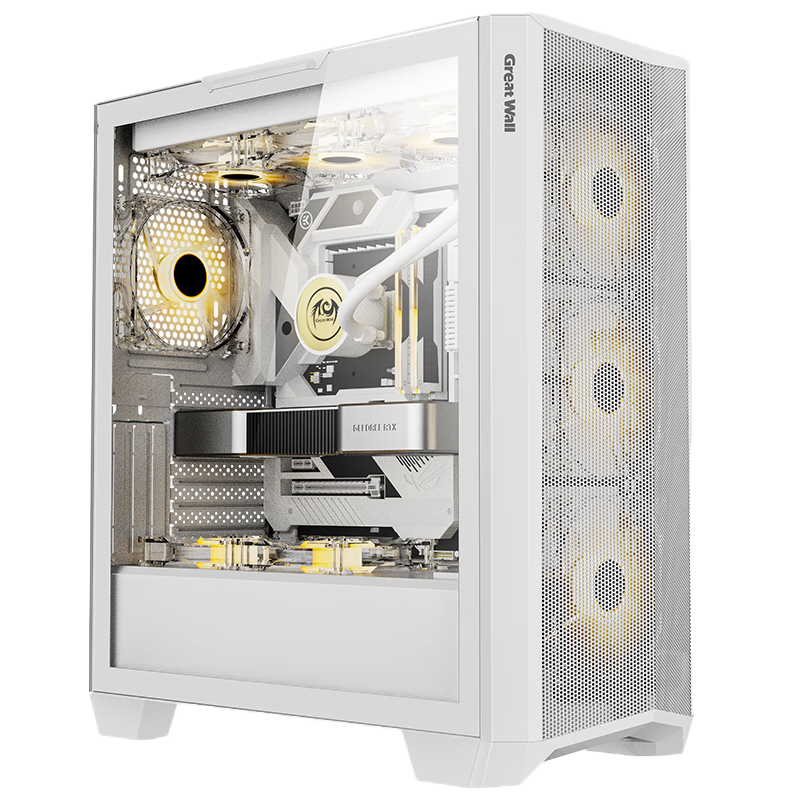 Great Wall Hidden Blade H513W White Computer Case (Metal Panel / E-ATX Motherboard / Glass Side Panel / 360mm Water Cooling / 0.8mm Thick Side Panel / 9 Fan Positions / 5090 Graphics Card)