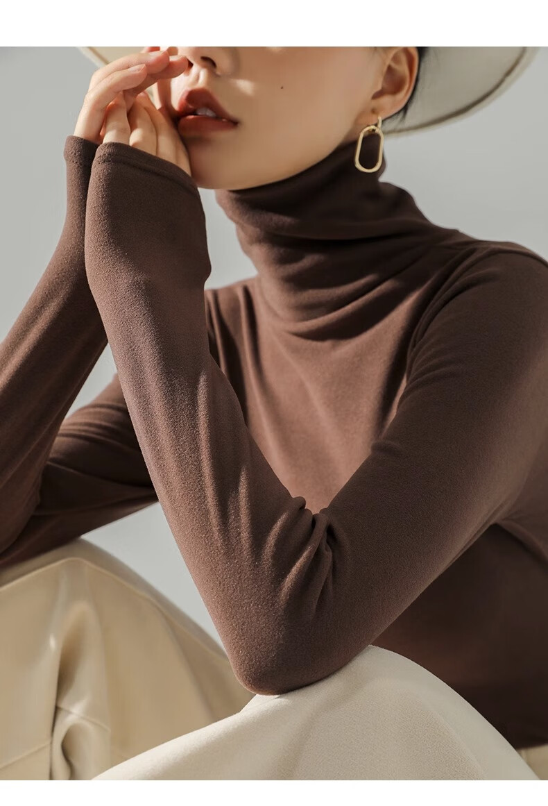 LangSha Turtleneck Base Layer for Women, Double-Sided German Velvet, Spring And Autumn Wearable, Inner Layer for Autumn, Long Sleeve, Turtleneck Top 16