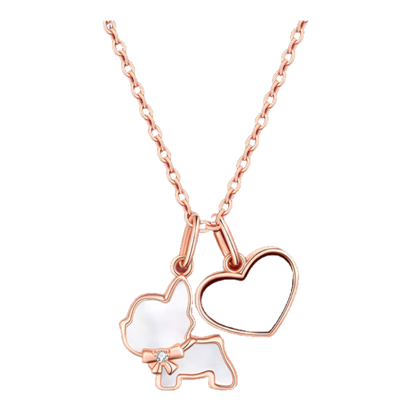 Grace Girl Dog Diamond Necklace for Women, Elegant Light Luxury Rose Gold Collarbone Chain Jewelry, Birthday Gift for Girlfriend