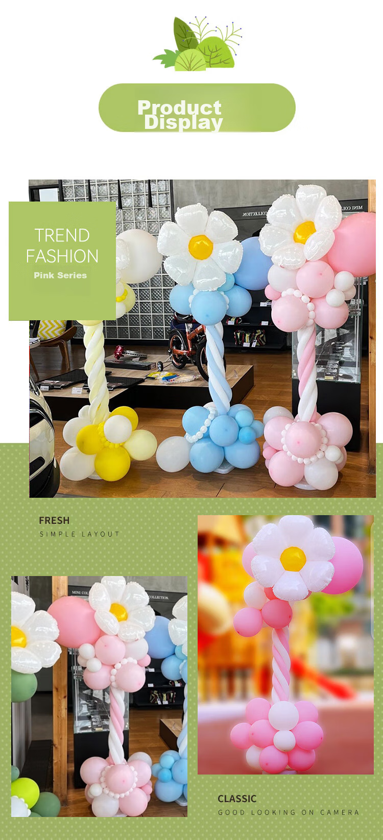 Jiayan Chrysanthemum Bouquet Balloon Stand, Floor-Standing, Autumn Sports Party Birthday Photo Props, Kindergarten Decoratio 5
