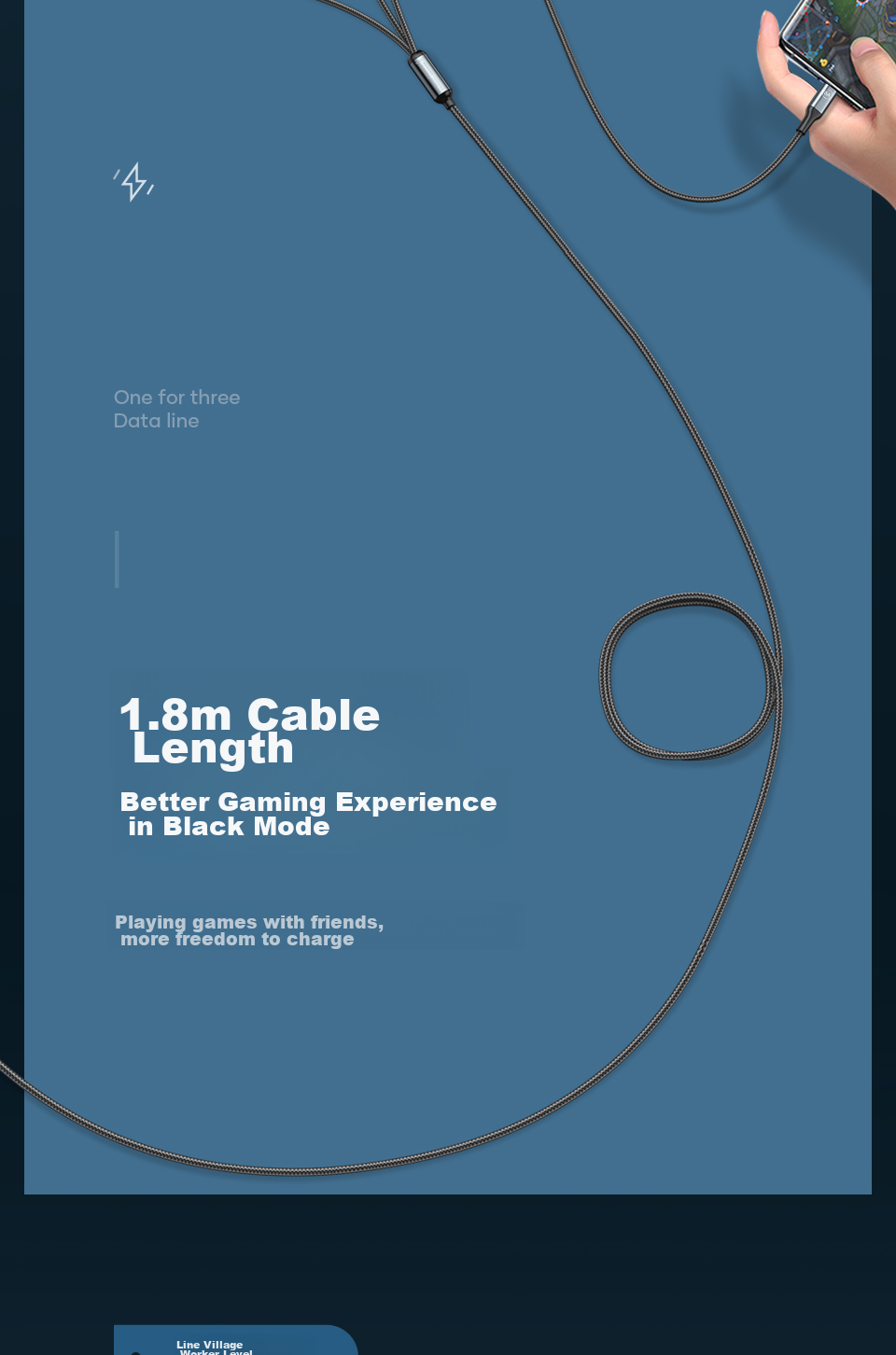LINGCHEN Data Cable Three-In 6A Fast Charging 66W Charger Suitable for Apple IPhone14/13 Type-C Android Phones, Three-In Charging Cable 1.8 Meters LC-439 9