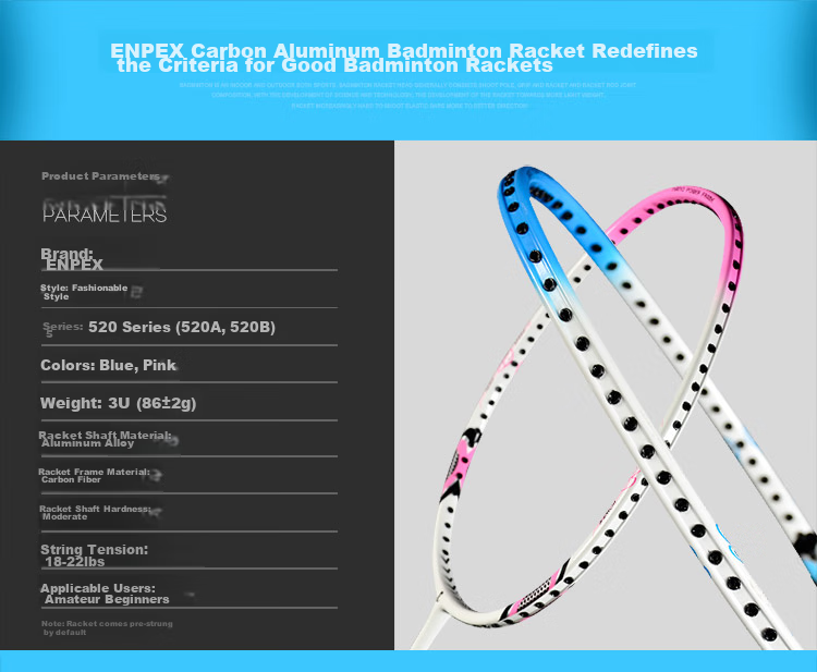 ENPEX Badminton Racket, Single Racket for Home Matches And Training, Carbon Composite Deep Sea Blue Feather Racket, Model 520B 2