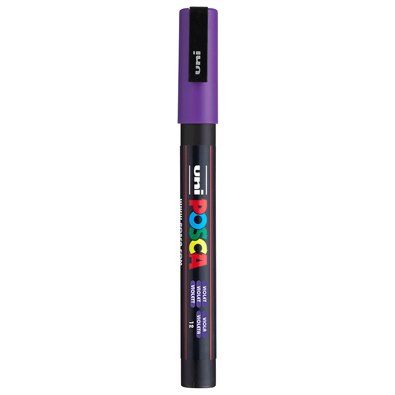 Uni Mitsubishi POSCA Acrylic Marker (Fine Tip), Purple Single Pen PC-3M, Drawing Marker for Posters And Advertising, Hand-Drawn Graffiti Pen, Painting Watercolor Pen, Graduation Gift