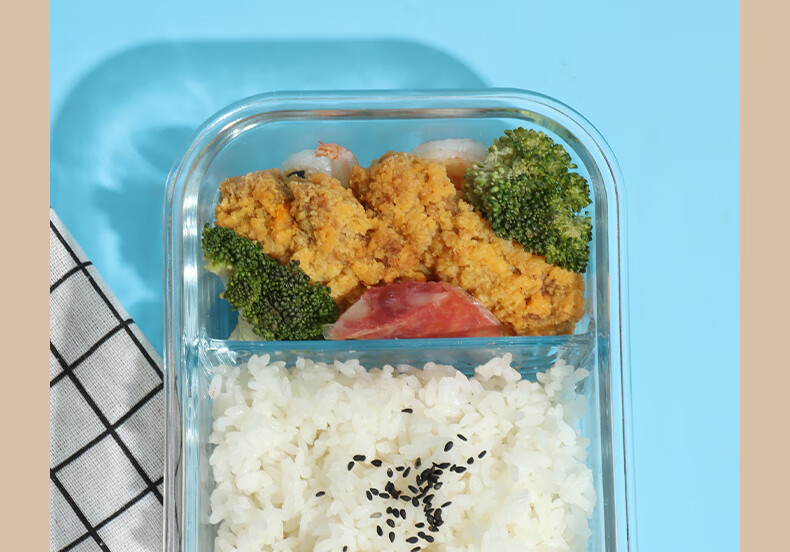 BJ High Borosilicate Glass Lunch Box for Office Workers, Microwave-Safe And Refrigerator-Ready Food Storage Container, Round 650ml 11