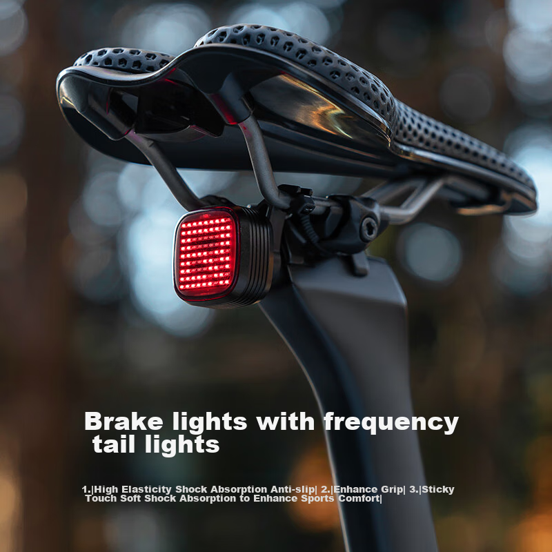 ROCKBROS Bicycle Taillight with Smart Frequency Matching And Brake Sensing, 12 Light Modes, Mountain And Road Bike Night Riding Equipment R7