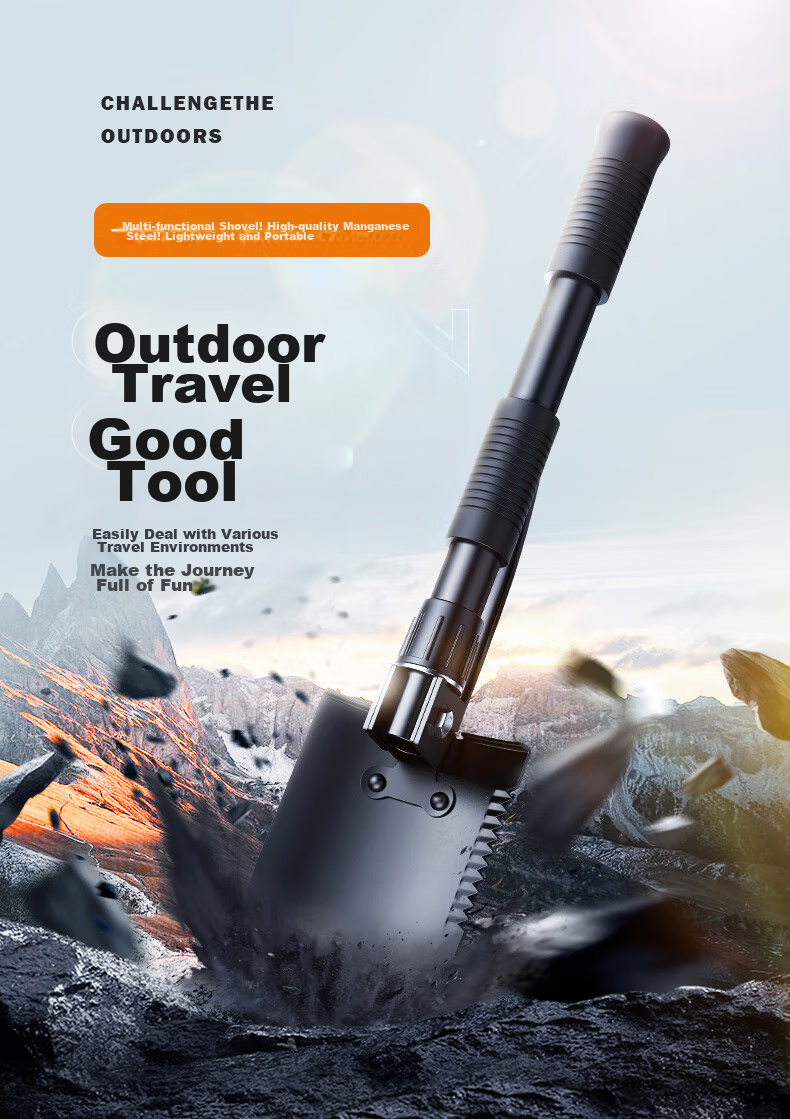 SupFire BG01 Multifunctional Military Shovel, Life-Saving Iron Spade, Foldable Car-Mounted Military Shovel, Outdoor Camping Emergency Spade, Hoe, And Pickaxe 1