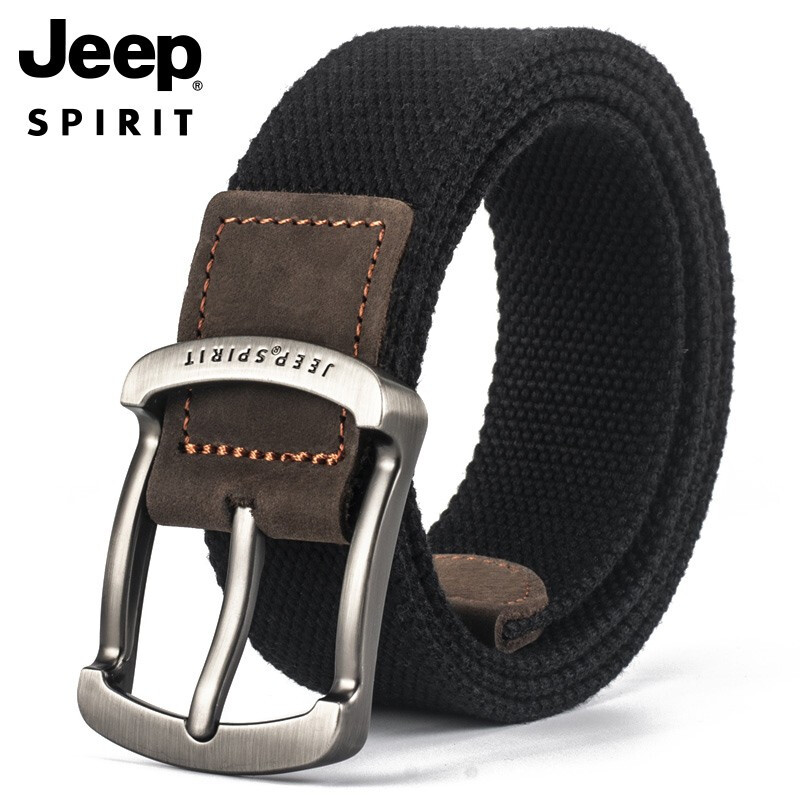 JEEP SPIRIT Men's Canvas Belt, Korean-Style Trendy Fashion Waistband, Durable And Wear-Resistant Brand Belt
