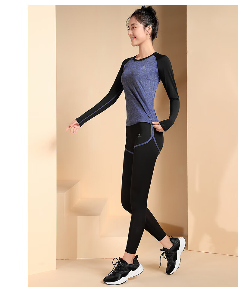 CAMEL Long-Sleeve Two-Piece Fitness Wear for Women, Yoga Sportswear YK2226L5494 Gray M 5