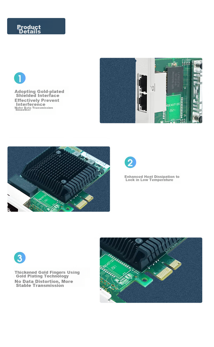 LR-LINK Lianrui LRES2045PT PCIex1 Gigabit Dual-Port Network Card Based on Domestic Controller WX1860A4, Stable Performance, Compatible with I350-T2 6