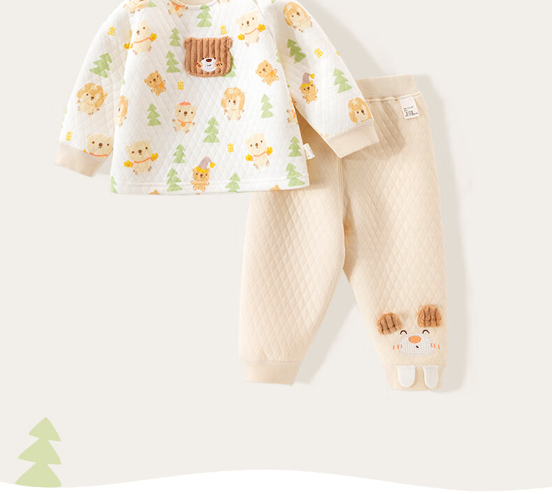 Huanxixiaoxiong Baby Thermal Underwear Winter Set, Girls' Clothing, Boys' Autumn And Winter Three-Layer Warm Separate Set 2