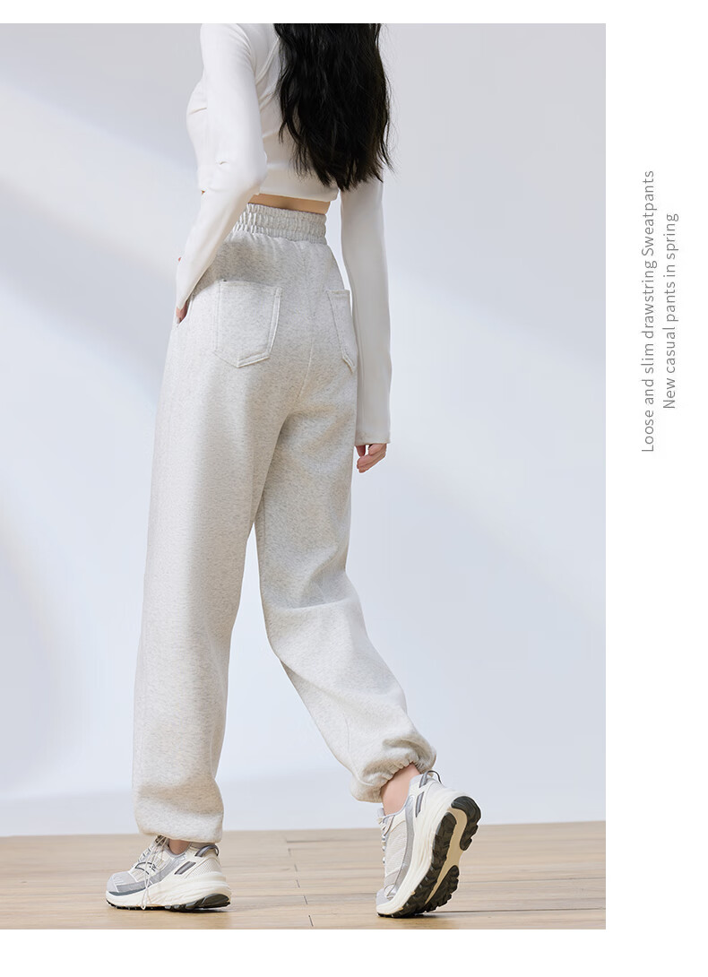 Langsha Women's Sweatpants Spring Autumn American Style Sports Pants Loose Slim Fit Jogger Straight Leg Two-Way Casual Draped Wide-Leg Pants 12