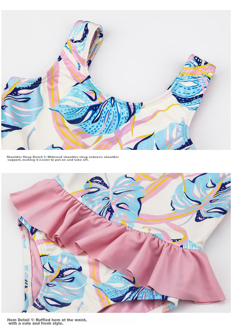 Yizi Children's Swimsuit, One-Piece Swimwear for Girls, Toddler And Baby Hot Spring Swimwear with Hair Tie, EZI20G061, 110cm 9