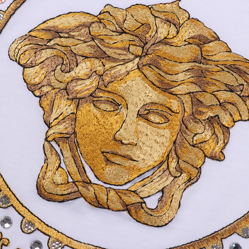 versace 范思哲 奢侈品 男士黑色棉质刺绣美杜莎头像短袖t恤 a84156