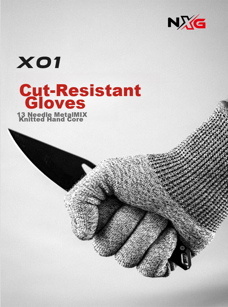 NXG Level 5 Cut-Resistant Gloves, PU Leather Kitchen Anti-Knife Cut Resistant, Non-Slip Wear-Resistant Breathable Tactical Anti-Cut, Men's Security Protective Gloves X02-L Size 1