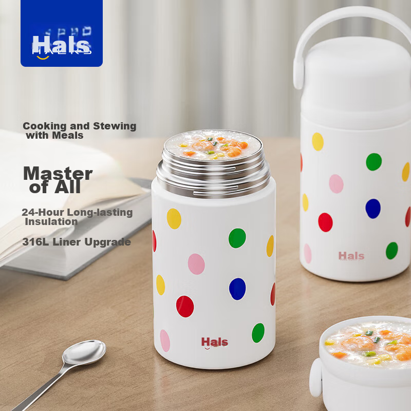 HAERS Large Capacity Insulated Food Container with Wide Opening, 316L Stainless Steel Portable Soup Pot, Vacuum Flask, And Thermal Cooker for Rice And Soup, 1000ml