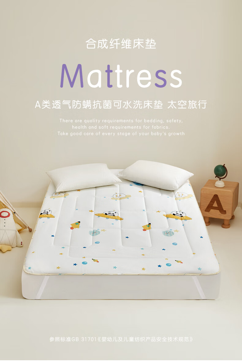 Luolaikids Maternity And Baby Class A Antibacterial Anti-Mite Thin Mattress Pad, 1.5-Meter Bed, Simmons Mattress Protector Cover, Dirt-Proof Mat, 150*200 1
