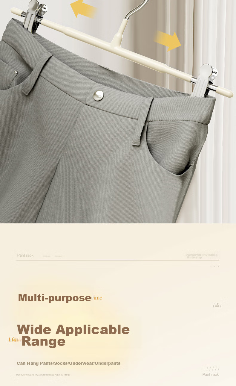Jingxun Aluminum Alloy Pants Hanger, Non-Slip Trouser Clips, Space Aluminum Household Dry And Wet Dual-Use Clothes Clips, Silver, 5 Pieces 8