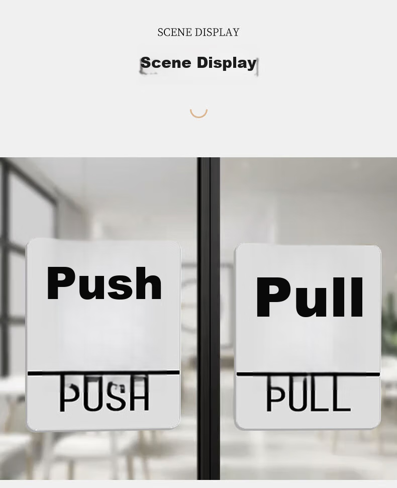 Modouyu Acrylic Sliding Door Sticker, Shop Glass Door Supermarket Entrance Sliding Sign, Warm Reminder Push-Pull Sticker, 10*8cm 6