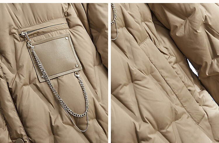 Dme [90% Duck Down] Winter 400T Spring Yarn Dye-Lighted Elastic Cuff Loose Metal Chain down Jacket for Wome 7