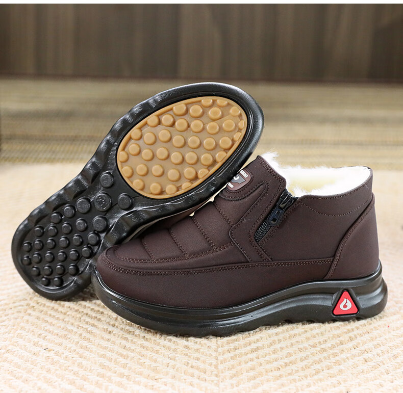 Ankang Winter Pure Wool Women's Cotton Shoes, Traditional Beijing Cloth Shoes, Warm Waterproof Boots for Elderly Mothers, 78990, Red, Size 36 21