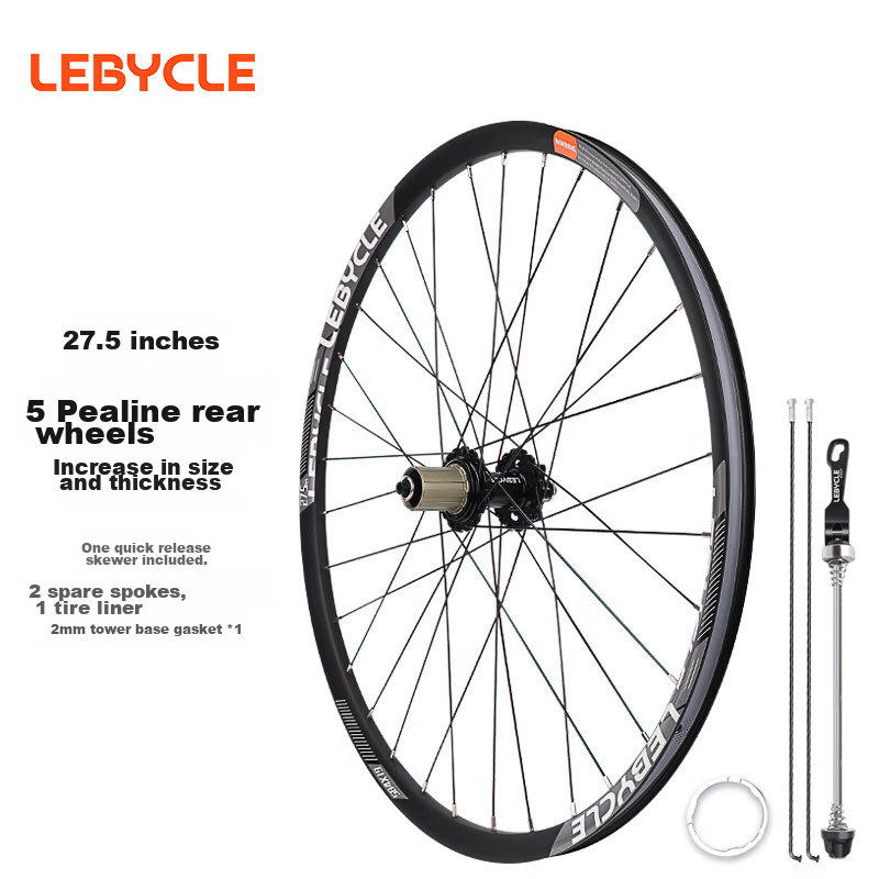 LEBYCLE Mountain Bike Wheelset with 5 Shimano Bearings, Flower Drum 120 Sprockets, 27.5-Inch Hubs, Aluminum Alloy Wheels, Bicycle Rim, Disc Brakes