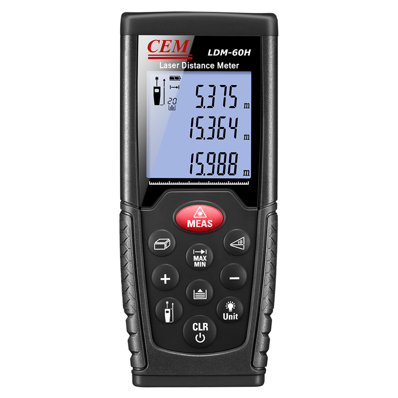 CEM LDM-60H Laser Distance Meter, Handheld Electronic Ruler, Infrared Room Measuring Device Upgraded Version, Anti-Glare, 60 Meters