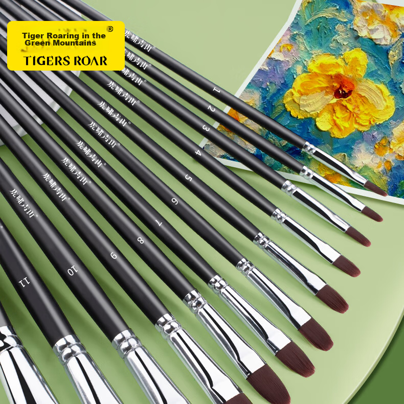 Kongse Watercolor Brush, Nylon Black No.6 Duck-Bill Shape Brush, Oil Painting Brush, Acrylic Paint Brush, Watercolor Brush Set, Art Student Special Long Handle Nylon Flat Brush, Painting Tool Brush 1