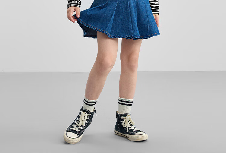 DISNEY Children's Clothing, Boys And Girls Half-Turtleneck Striped Long-Sleeve Top Undershirt, Spring 2025 DB442DE04 Black 120 24