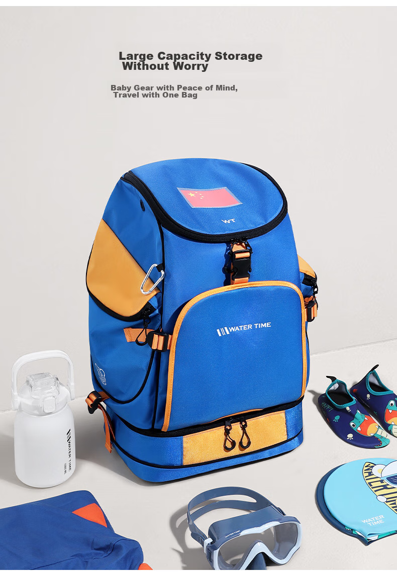 WATERTIME / Shuichuan Swimming Bag with Dry And Wet Separation, Diving And Snorkeling Backpack for Men And Women, Beach Storage Bag, Blue 5