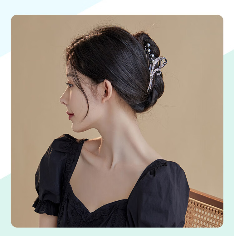 CHIMERA Hair Clip, High-End Hair Accessory for Women, Rhinestone Hair Claw Clip, Back of Head Bun Shark Clip, Birthday Gift for Wome 9