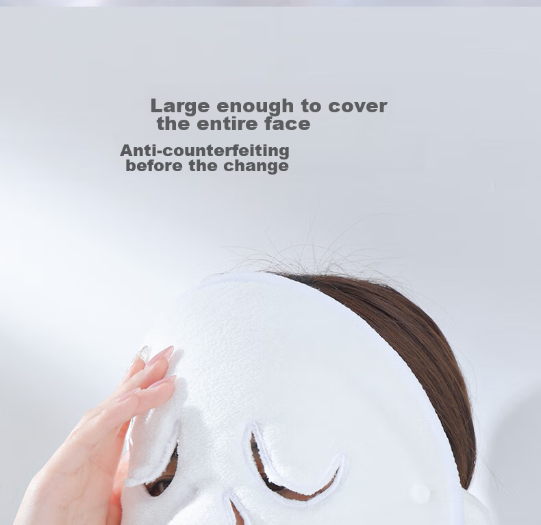 Goood Hot Compress Towel, Cold Compress Face Mask, Face Cloth for Beauty Salon, Coral Fleece Face Mask, Soft Skin Hydrating Facial Towel [Double-Layer + Strap + Nose Hole Design] 13