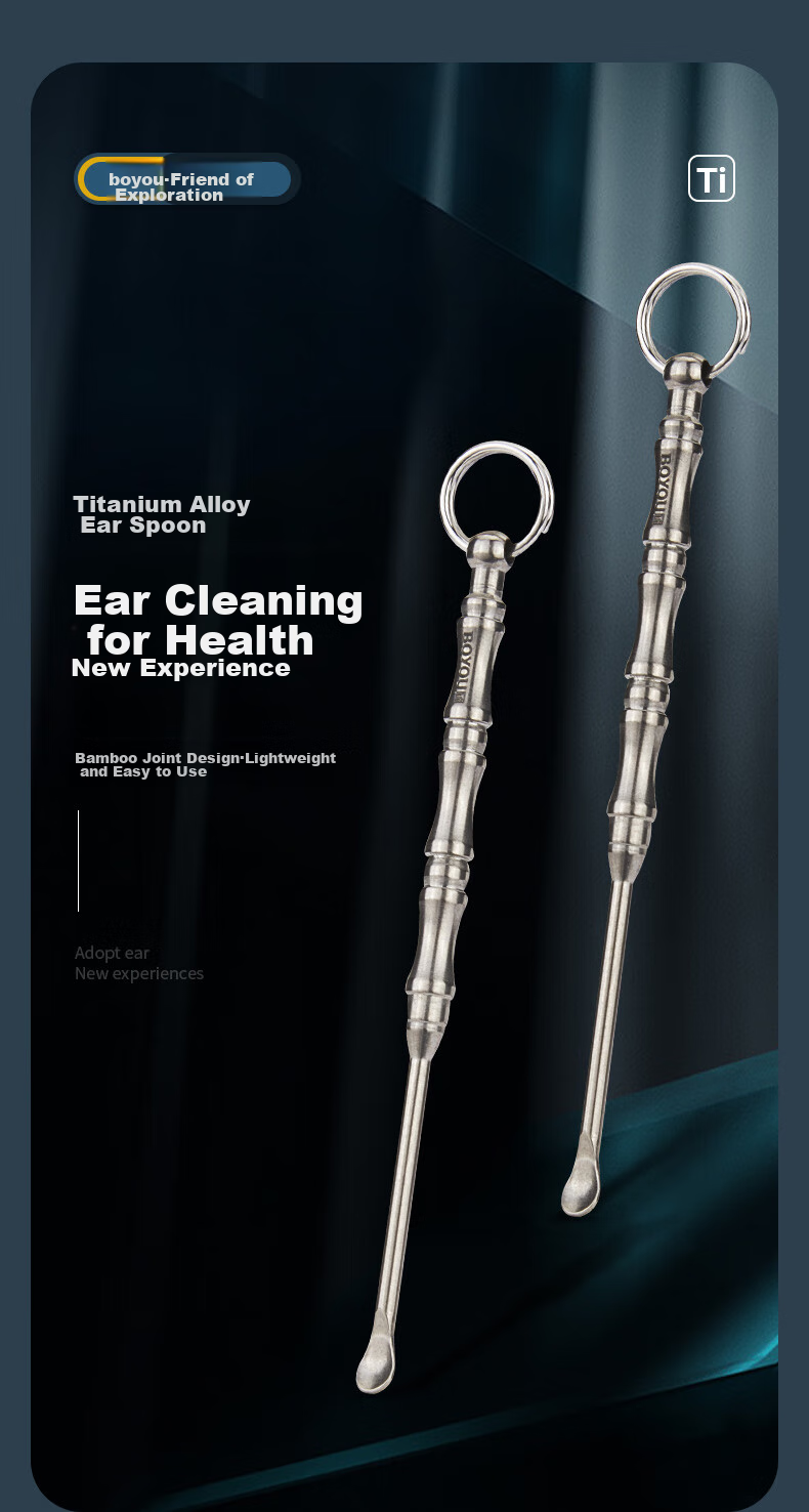 BO YOU Stainless Steel Ear Pick, Professional Ear Cleaning Tool with Teeth, Non-Slip Curved Earwax Removal Spoon for Cleaning Ear Canals 1