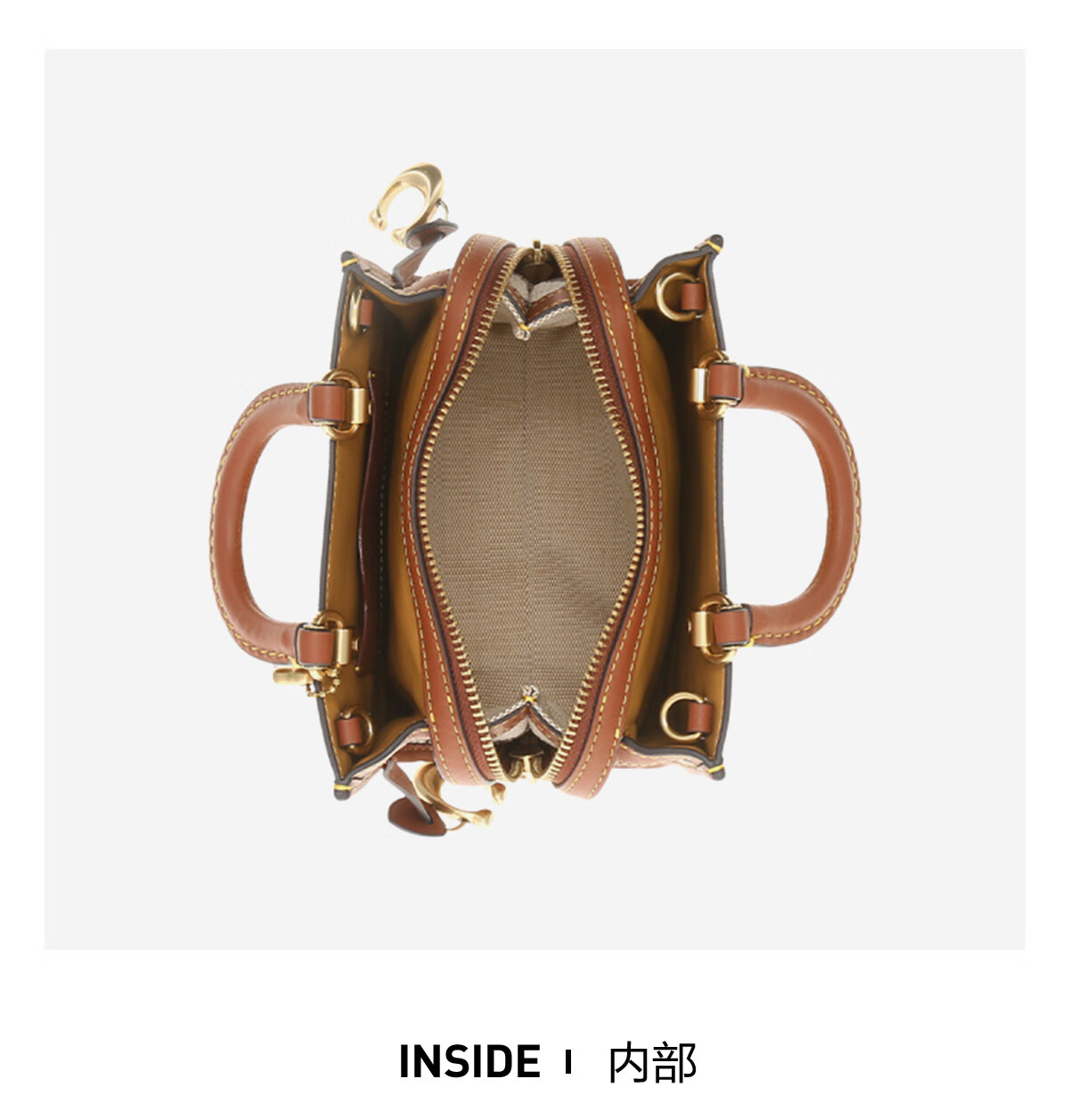 蔻驰coach女士专柜款rogue系列17号小号托特包单肩手提包姜黄色牛皮革