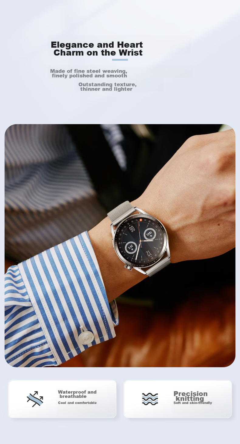 Mashi Compatible with Huawei Watch Bands for Watch5/4/3/GT7/GT6/5/gt4/Pro/Honor Magic2/OPPO X Milanese Magnetic Waterproof Sports Wristband 4