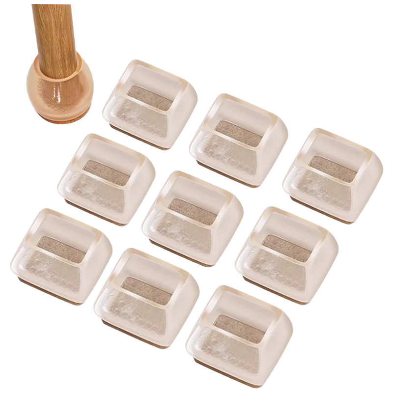 Baoshi Chair Leg Pads, Table Foot Pads, Stool Leg Noise Reduction Pads, Silicone Home Furniture Leg Protectors, Non-Slip Rectangular, Pack of 16
