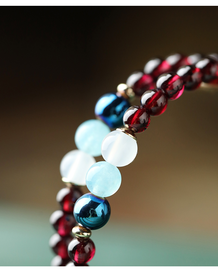 Fenghuangniepan Natural Garnet Bracelet for Women, 2026 New Multi-Layer Crystal Beaded Bracelet with Lucky Beads, Birthday Gift for Mom And Ladies 9