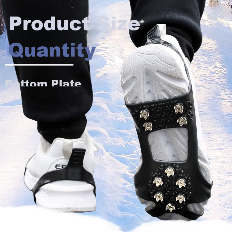 Dipuer Ice Claw Non-Slip Shoe Covers with 10 Teeth, Snow Anti-Slip Cleats, Snow Covers with Cleats, Outdoor Ice Grip Foot Covers, Size 40-45