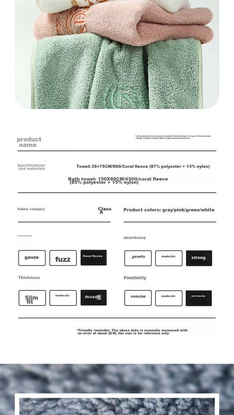 Grace Class A Towel And Bath Towel Set, Unisex Quick-Drying Absorbent Bathing Adult Towels, Gray One Bath Two Towels Sports Set 4