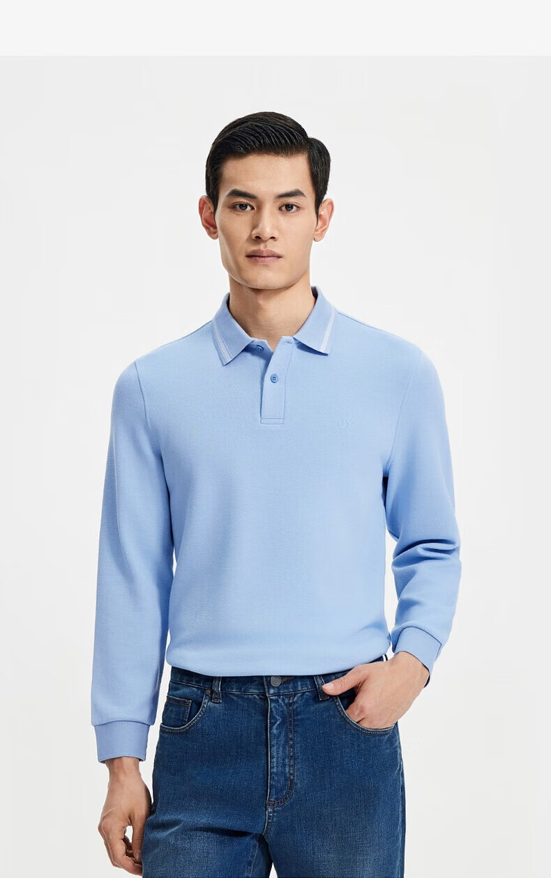 Goldlion [Wool Blend] 24 Autumn Winter Soft Skin-Friendly Business Long Sleeve Polo Shirt Men Dark Gray-78 XL 9