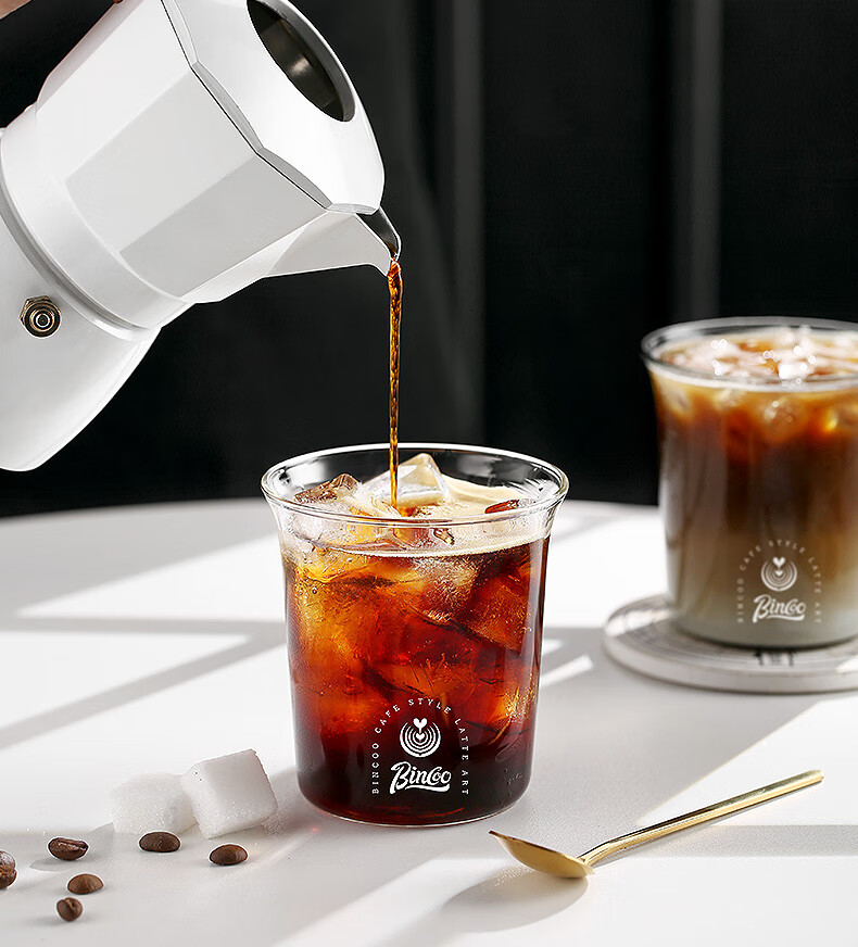 Bincoo Glass Cup Coffee Mug Simple Wide-Mouth Cold Brew Ice Americano Latte Cup Beer Mug Transparent Water Cup Tea Cup 5