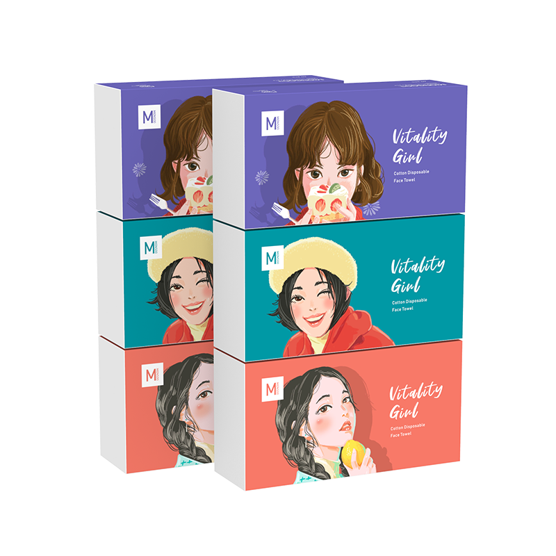 Mianshang Girls' Limited Edition Disposable Facial Cleansing Wipes, Pure Cotton Soft Towels, Face Wipes for Dry And Wet Use, Makeup Towels, 6 Boxes