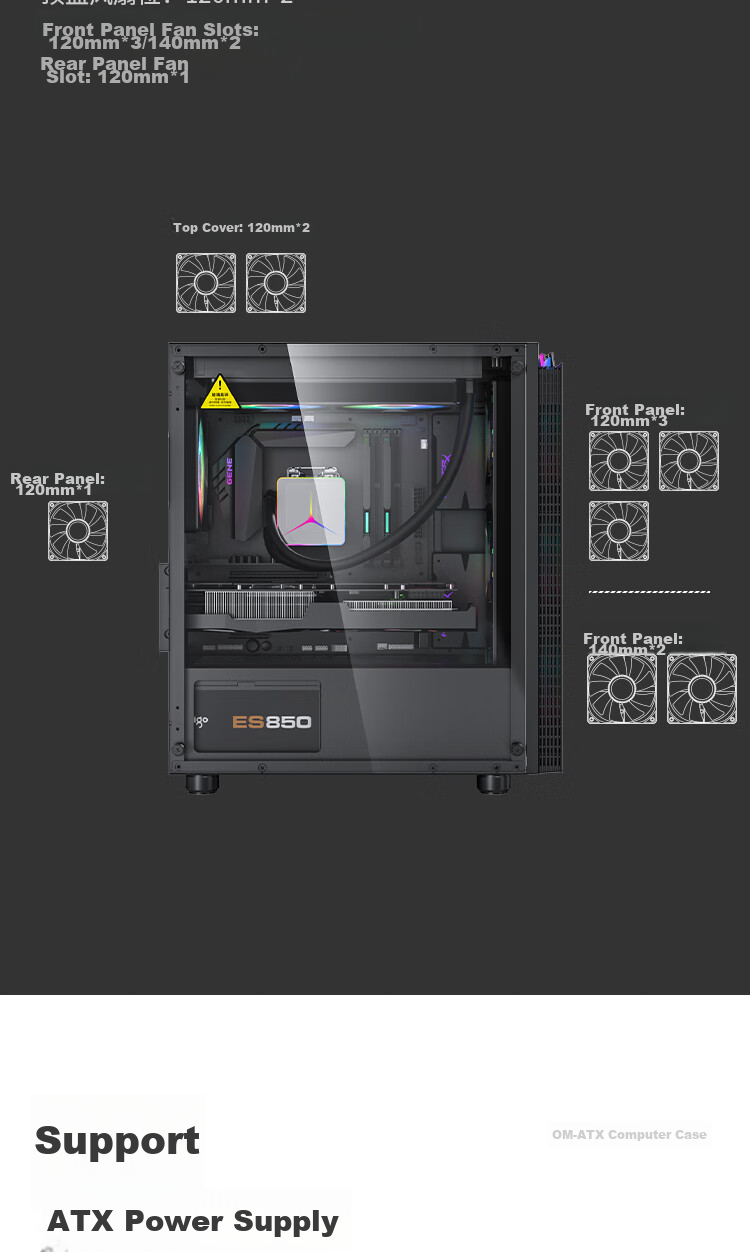 Aigo JV13 Black, Desktop Computer Case, Small Matx Case for Desktop (Transparent Side Panel/ITX Motherboard/240mm Water Cooling/RGB Light Strip) 11