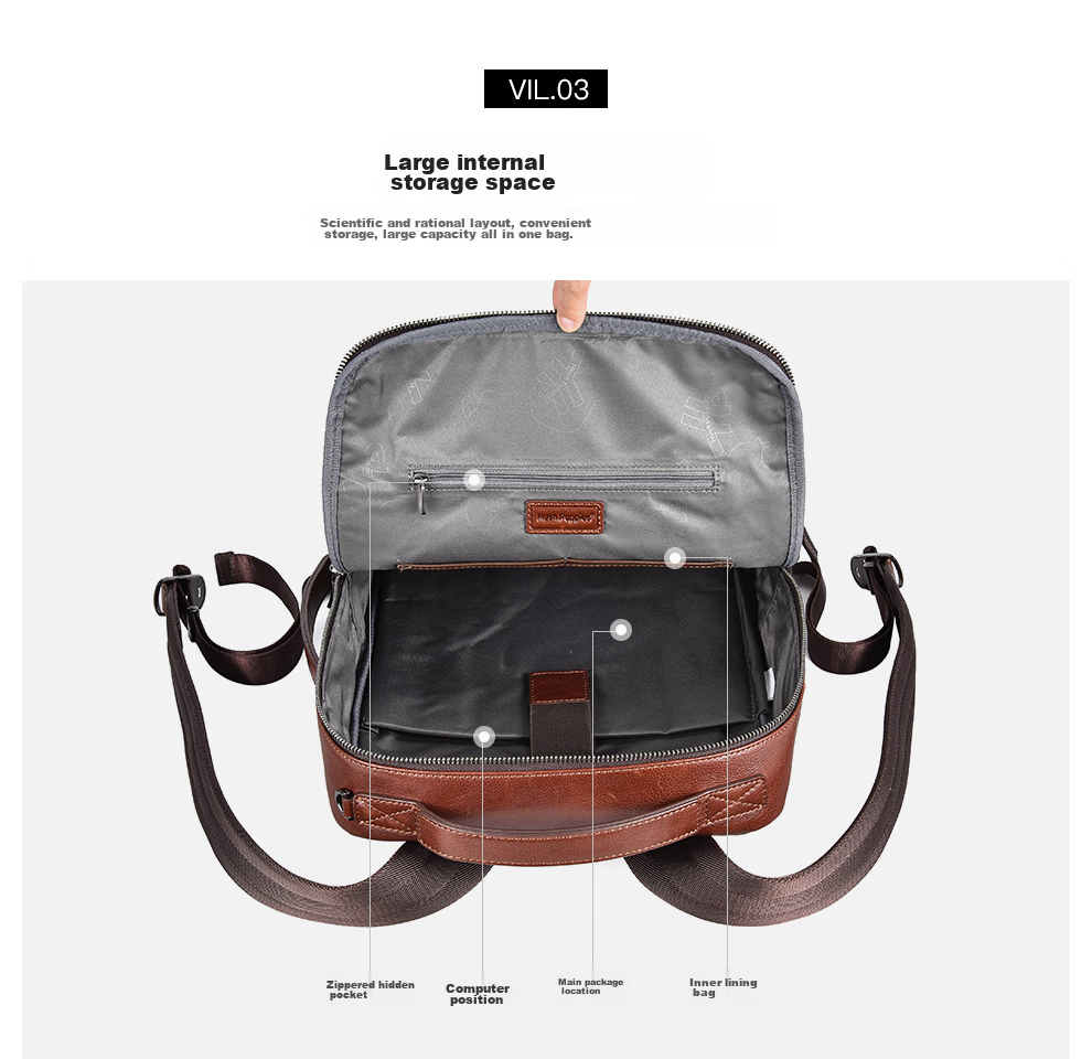 Hush Puppies Leather Backpack for Men, Large Capacity Multifunctional Laptop Bag, 15.6-Inch Travel Business Birthday Gift 4