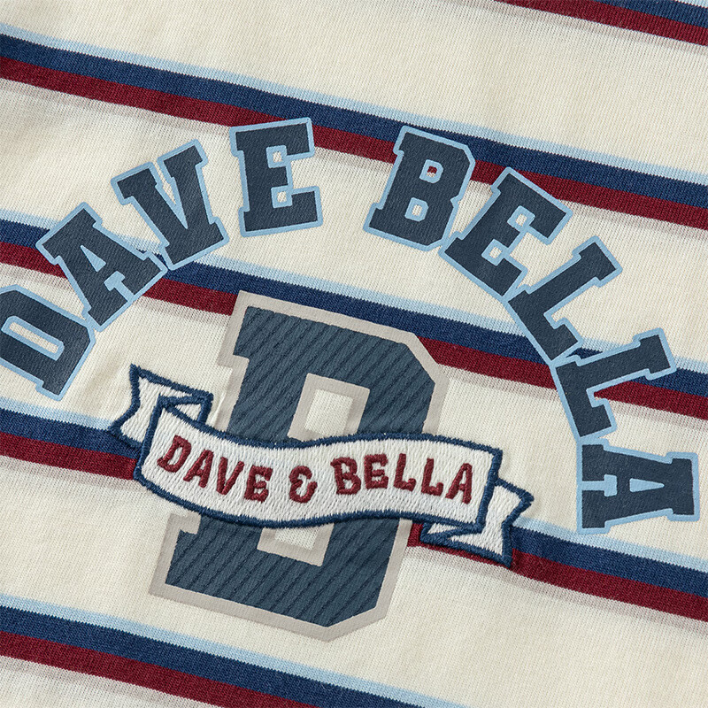 DAVE & BELLA Children's Long-Sleeve T-Shirt, Autumn Boys' Casual Cotton Top, Striped Undershirt
