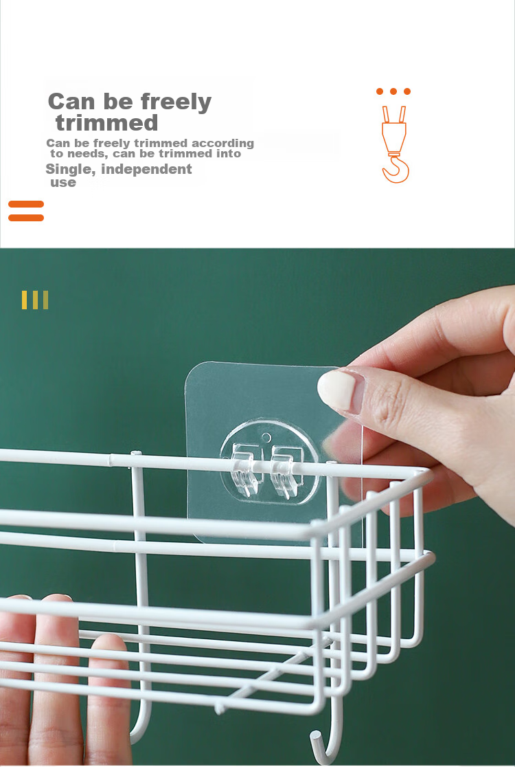 Chaoji Jia Pin Adhesive Hooks, No Drilling Required, 3M Backing Adhesive, for Bathroom Kitchen Door Curtain Rod Fixation, Pack of 4, Suitable for Dormitory And Rental Apartments 7