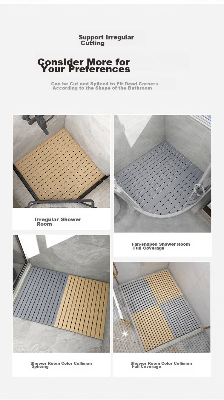 Huaxu Household Bathroom Non-Slip Mat, Shower Room Bathing Area Anti-Fall Floor Mat, Bathroom Washroom Toilet Water Barrier Waterproof Hollow Desig 17